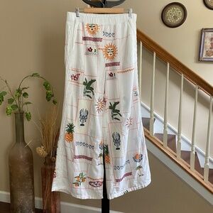Anthropologie Pilcro Embroidered Patchwork Lace White Pants Size Medium